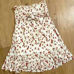 Daisy floral flow strapless dress